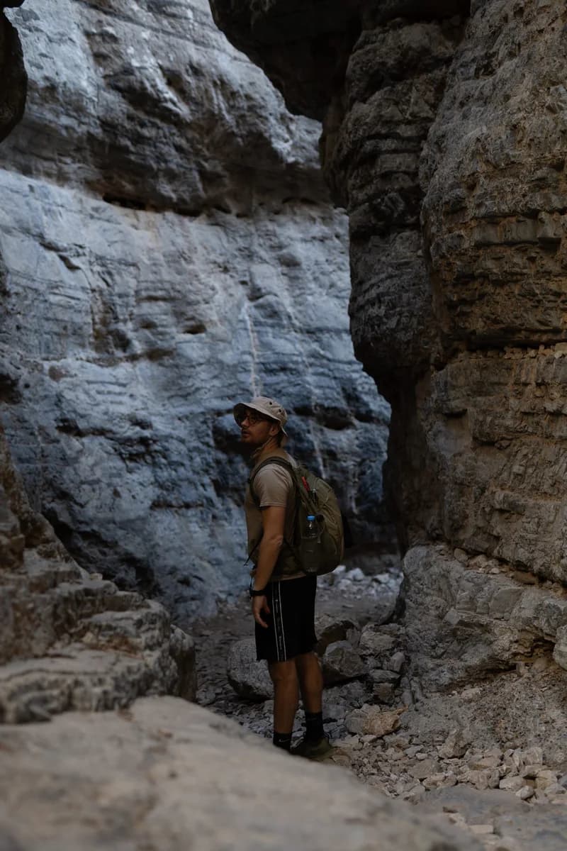 Ernest exploring Imbros Gorge, from his Way to Crete profile